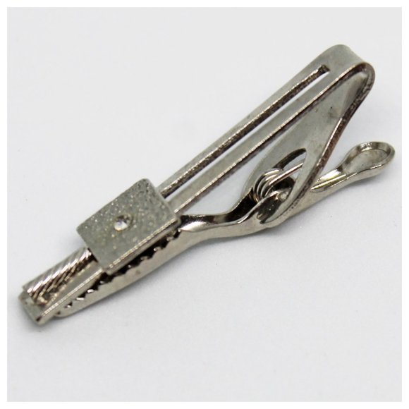 Vintage Square Crystal Stone Rectangle Tie Clip | Father's Day Gift | Groomsmen - Picture 7 of 8